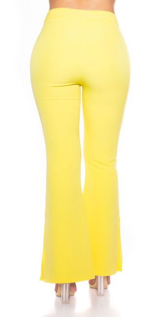 Classic Bootcut Pants with Side Slit Yellow
